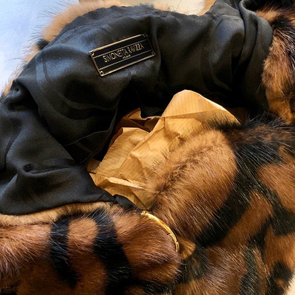 Simonetta Ravizza Mink Fur Animal Print Bag - Picture 2 of 3